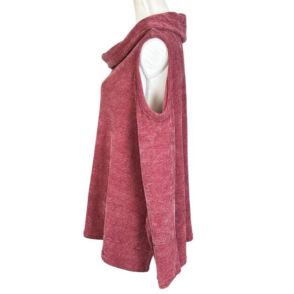 Artesia Sweater Women XL Mauve Purple Stretch Cold Shoulder Cowl Neck Boho Top - Picture 5 of 12